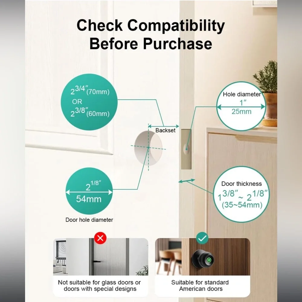 NIB KLLOQUE Black K10 Smart Fingerprint Door Knob Keyless Thumbprint Entry $54! - Picture 5 of 12